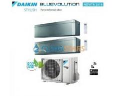 Daikin CLIMATIZZATORE CONDIZIONATORE DUAL 7+12 DAIKIN BLUEVOLUTION STYLISH SILVER 7000+12000 BTU CON 2MXM40M GAS R-32 WI FI