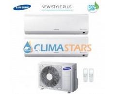 Samsung CLIMATIZZATORE CONDIZIONATORE SAMSUNG INVERTER DUAL SPLIT 7+7 NEW STYLE PLUS DA 7000+7000 BTU CON AJ040NCJ GAS R32 MOD 2018