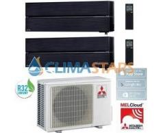 Mitsubishi CLIMATIZZATORE CONDIZIONATORE DUAL 9+12 MITSUBISHI ELECTRIC KIRIGAMINE STYLE R32 MSZ-LN+MXZ-2F53VF 9000+12000 BTU WI-FI NERO