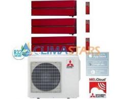 Mitsubishi CLIMATIZZATORE CONDIZIONATORE TRIAL 12+12+12 MITSUBISHI KIRIGAMINE STYLE R32 MSZ-LN MXZ-3F68VF 12000+12000+12000 BTU WIFI ROSSO
