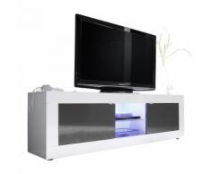 Mobile porta TV Basic M con 2 ante in bianco e antracite lucido