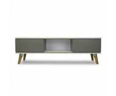 Mobile porta TV Jorgen in grigio e rovere massiccio