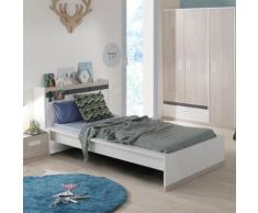 Letto singolo Tiago in bianco ed essenza pino sbiancato
