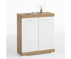 Comò Rota 1 in essenza rovere rustico e bianco lucido