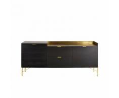 Credenza a 2 ante e 2 cassetti in legno massello di acacia nera Jagger