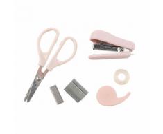 Mini kit accessori da ufficio in metallo rosa