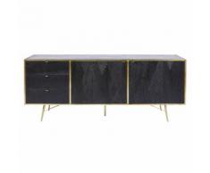 Credenza bassa lunga a 2 ante e 3 cassetti in legno massello di mango nera Jagger