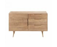 Credenza a un'anta e 3 cassetti in legno massello di mango Trocadero