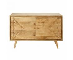 Credenza a 2 ante in legno massello di mango scolpito Nakoma