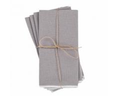 4 tovaglioli in cotone ricamato grigio 40x40