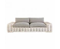 Divano da giardino 3 posti in rattan grigio chiaro St Tropez