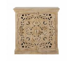 Credenza a 2 ante in legno massello di mango scolpito Himalaya