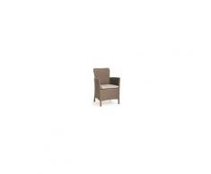 allibert 216833 Poltrona Da Esterni Effetto Rattan 60x62x89 Cm Poltroncina Da Giardino Con Cuscino Colore Cappuccino - 216833 Miami