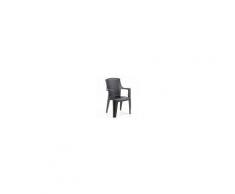 ipae progarden 87101 Sedia Da Giardino In Polipropilene Effetto Rattan 60x62x89h Cm Da Esterno Con Braccioli Impilabile Colore Antracite - 87101 Eden