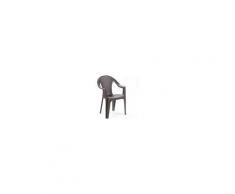ipae progarden 40951 Sedia Da Giardino In Polipropilene Effetto Rattan 54x56x81h Cm Da Esterno Con Braccioli Impilabile Colore Marrone - 40951 Ischia