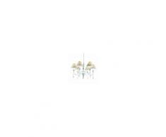 Ideal Lux Lampadario id-provence sp6 e14 legno bianco paralume tessuto classico