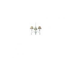 Ideal Lux Lampadario id-provence sp3 e14 legno bianco paralume tessuto classico