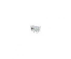 TAVOLO DA PRANZO MODERNO IN ACCIAIO COMPLETO DI 4 SEDIE COLORE BIANCO E BEIGE VENATO COD: 95560