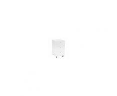KRIPTONITE contenitore cassettiera su ruote a 3 cassetti L 40 cm (Bianco opaco - Alluminio e legno)