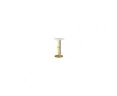 GUBI tavolo rotondo con struttura ottone TS COLUMN BAR TABLE Ø 60 x H 105 cm (Bianco Carrara - Marmo e metallo)