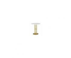 GUBI tavolo rotondo con struttura ottone TS COLUMN BAR TABLE Ø 80 x H 105 cm (Bianco Carrara - Marmo e metallo)