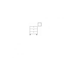 KRIPTONITE contenitore cassettiera su ruote a 3 cassetti L 60 cm (Bianco opaco - Alluminio e legno)