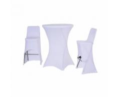Set Tavolino E 2 Sedie Da Bar Con In Tessuto E Metallo Bianco Mioz...