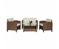 Set Salotto Da Giardino In Polyrattan Tavolino Divano E 2 Poltrone...