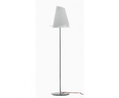 Lampada Da Terra Moderna Vetro Opale Cavo Rosso Metallo Cromato Pi...