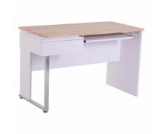 Scrivania Da Ufficio Con Ripiano Tastiera In Legno Bianco E Rovere...