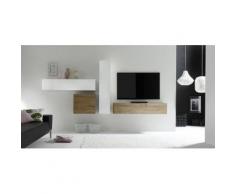 Parete Attrezzata Mobili Salotto 4 Mobili Sospesi 169x327x31cm Tft...