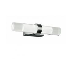 Applique Bagno Alluminio Cromato 2 Luci Diffusore Cilindrico Acril...