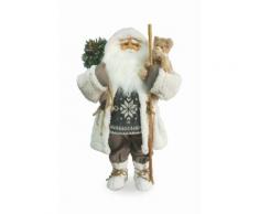 Pupazzo Babbo Natale Luminoso 12 Led In Stoffa H80 Cm Soriani Bian...