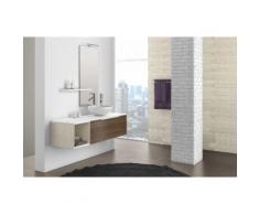 Mobile Bagno Sospeso 135 Cm Lavabo Specchio Lampada A Led E Mensol...