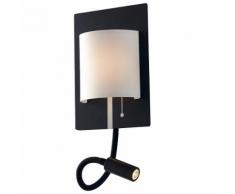 Applique Metallo Nero Paralume Bianco Luce Da Lettura Flessibile L...