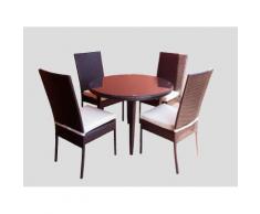 Set Da Giardino Tavolino E 4 Sedie In Rattan Turrer Simp...