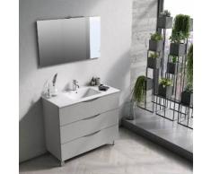 Mobile Bagno Sospeso 100 Cm Lavabo Specchio E Lampada A Led Tft Ma...