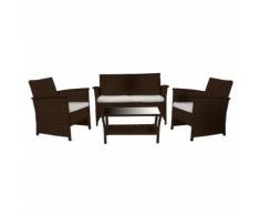 Set Da Giardino Divano 2 Poltrone E Tavolino In Polyrattan Adami D...