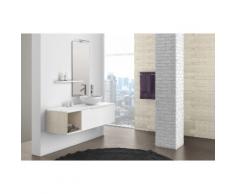 Mobile Bagno Sospeso 135 Cm Lavabo Specchio Lampada A Led E Mensol...
