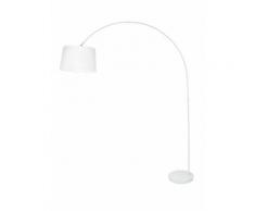 Lampada Arco Metallo Bianco Paralume Tessuto Bianco Piantana Moder...