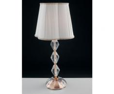 Lampada Da Tavolo Finitura Cromo Cristallo Paralume Tessuto Classi...