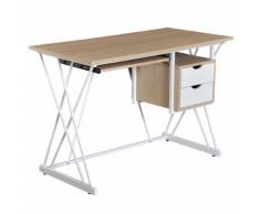 Scrivania Da Ufficio In Acciaio Bianco E Legno Rovere Con Cassetti...