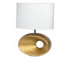 Lume Fusto Oro Ceramica Forato Paralume Tessuto Bianco Lampada Da ...