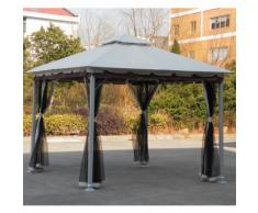 Gazebo Da Giardino Struttura In Acciaio Top In Poliestere E Teli Z...