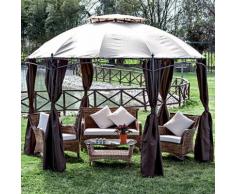 Gazebo Da Giardino Ø 350 Cm In Acciaio Bauer Beige...