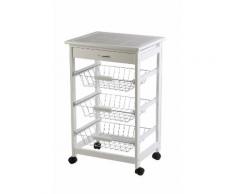 Carrello Da Cucina In Legno Bianco 3 Cestelli Tosini C002s...