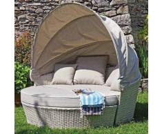 Divano Letto Da Esterno In Wicker 3 Posti Vorghini Santiago Ecrù...