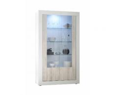 Mobile Vetrina 2 Ante 110x42x191 Cm In Legno Tft Lipari Bianco E P...