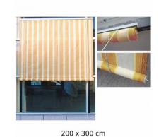 Tenda Da Sole Per Esterno Con Rullo Tessuto Beige Rigato 200x300cm...