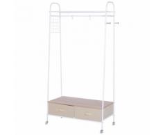 Stender Appendiabiti Con 2 Cassetti In Metallo Bianco E Beige 99x4...